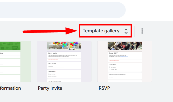 red arrow pointing to “Template Gallery”