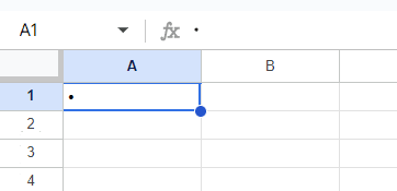 bullet point in cell A1