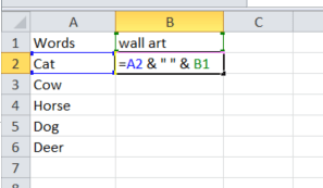 an aggregation formula in B2 in Excel