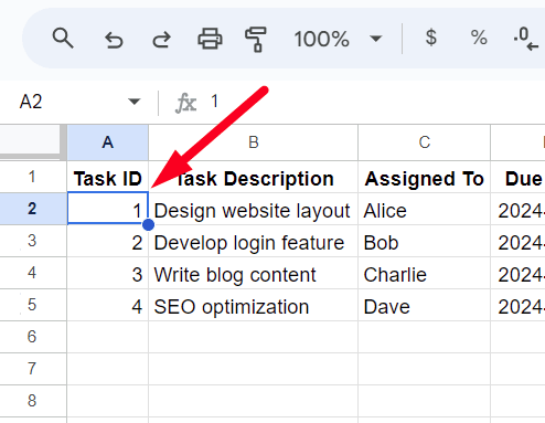 red arrow pointing to a selected cell for insert note (3)